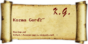 Kozma Gerő névjegykártya